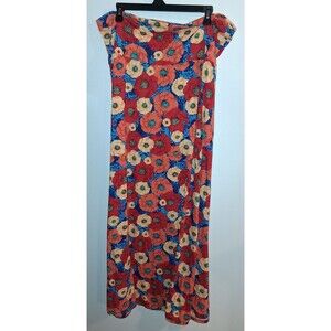 Lularoe Red Floral Maxi Skirt Pull-on Sz 3XL